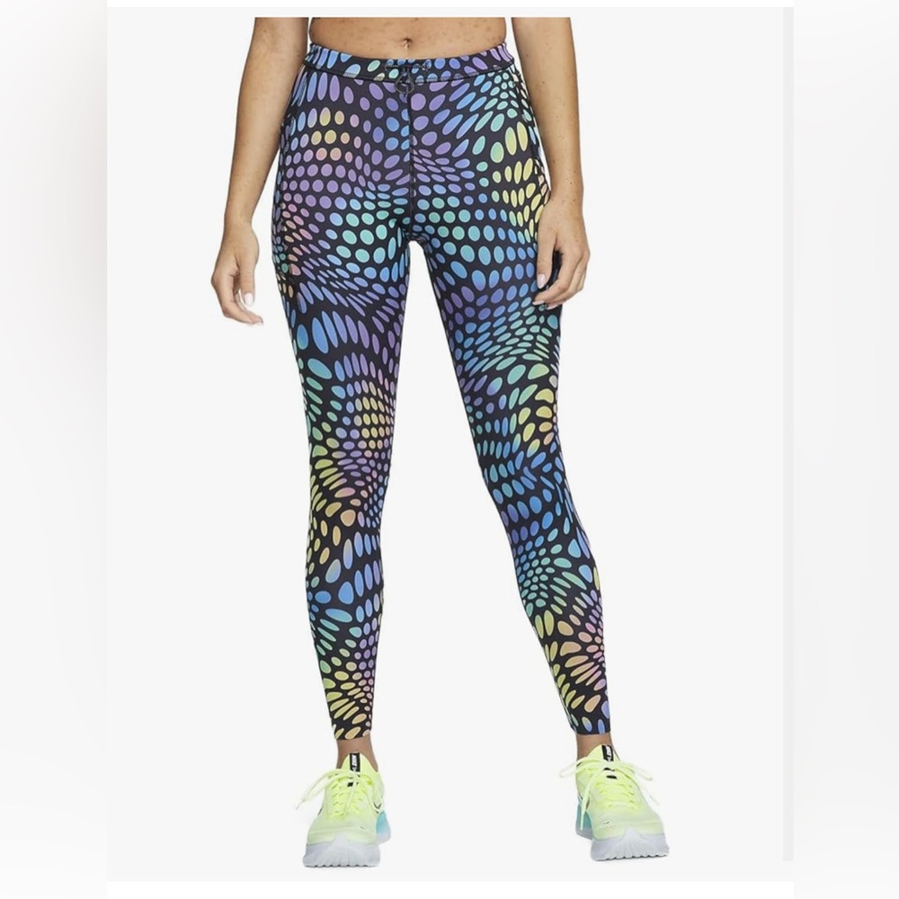 Nike Dri-FIT Run Division Women's Mid-rise Running Leggings Black Multi Small